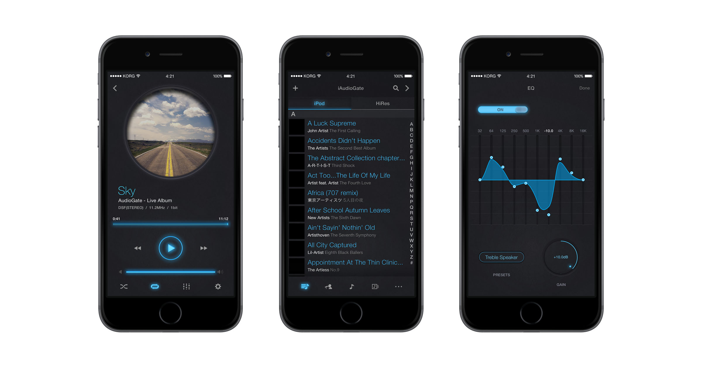 Iphone用音楽プレーヤー アプリの決定版が登場 コルグ Dsdのネイティブ再生に対応したiphone用プレーヤー アプリ Iaudiogate を発表 Icon