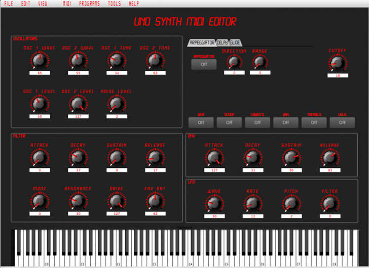 autodafe - UNO Synth MIDI Editor