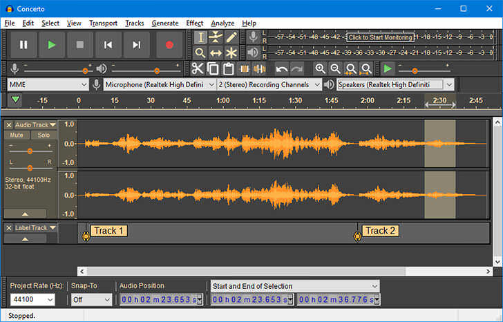 recording volume audacity
