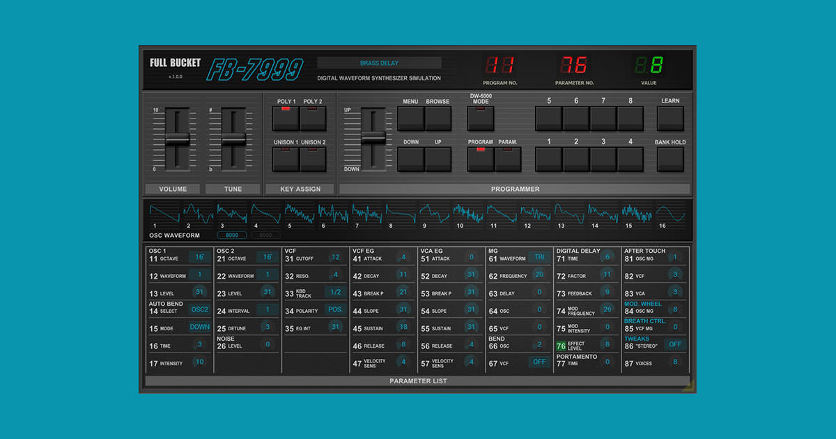 コルグ製'80sシンセの名機、DW-6000／DW-8000を再現したソフト